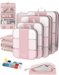 8 Set Compression Packing Cubes for Travel Essentials (Pink)
