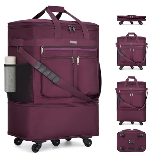 Expandable Luggage Bags for Travel Collapsible Suitcase with Wheels (Purple)