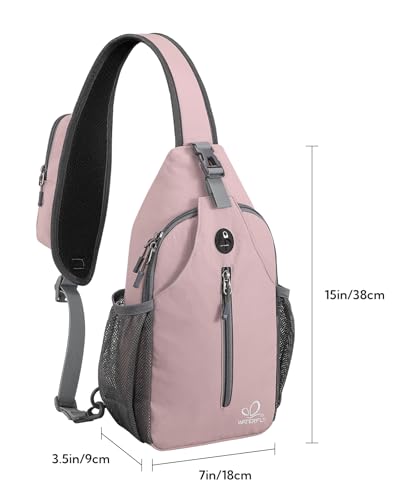 Crossbody Sling Backpack Sling Bag Travel Hiking Daypack (Pink / Small)