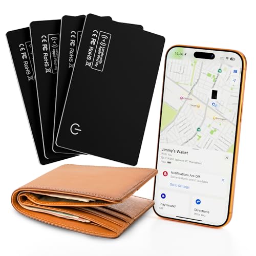4 Pack 2026 Air Card Tag Tracker Wallet Tracker Card (4pcs black)