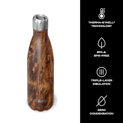 Stainless Steel Water Bottle with Sports Cap (17 Ounces / Teakwood)