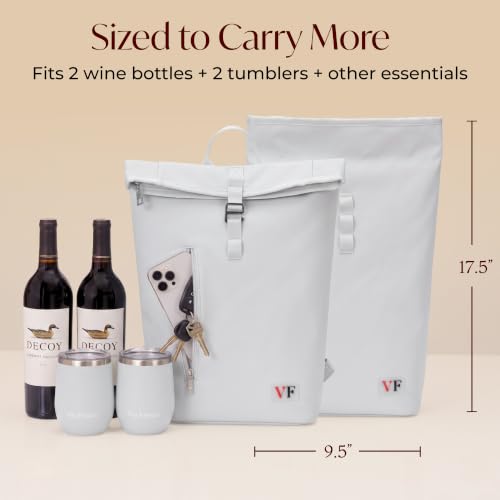 Two Bottle Rolltop Wine Tote Bag (Gray)