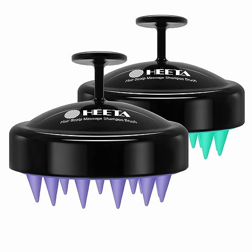 2 Pack Scalp Massager Hair Growth Scrubber for Dandruff Removal (Turquoise & Purple)