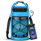 5/10/25/30/40L Waterproof Dry Backpack & Phone Case- Large Floating Dry Bag for Kayaking, Travel, Hiking, Fishing, Camping, Motorcycles & Beach, Heavy-Duty Roll Top Men/Women (Blue) (25l+ Blue / 25L)