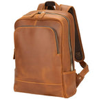 Leather Backpack for Men 15.6" Laptop Backpack 100% Madagascar top (Light Brown)
