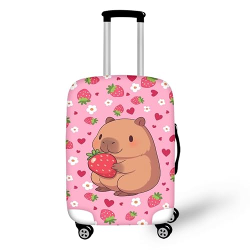 Sweet Strawberry Suitcase Cover (S(for 18-21 inch luggage) / Sweet Strawberry Capybara)