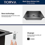 25 x 18 Inch Gloss Black Ceramic Coating with NanoTek Undermount Kitchen Sink (25 x 18 x 10 Inch / Dark Grey)