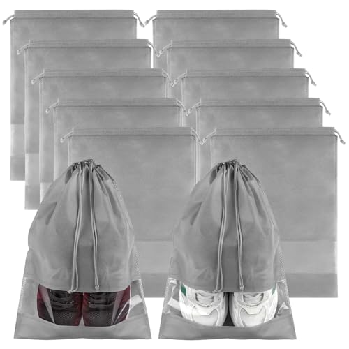 Grey Travel Shoe Bags (Grey / 10 Pack)