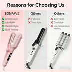 1&1.25 Inch Hair Crimper for Women (Pink)