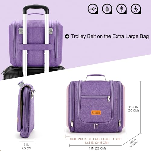 Travel Hanging Toiletry Bag for Women and Men (F - Purple / Extra Large)