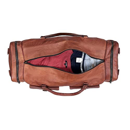 Leather Duffle Bag for Men Luggage Handmade Travel Bag Carry On Luggage Weekender Bags Overnight Gym Sports Cabin Holdall Bag For Airplanes Men And Women (30 inch)