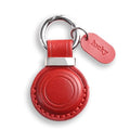 Genuine Leather Keychain Holder Compatible with AirTag (Dark Red)