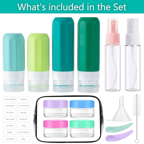 16 Pack Travel Bottles for Toiletries (16PCS/Green)