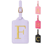 Personalized Initial Luggage Tags for Suitcase (Purple Leather,glod Letter / F)