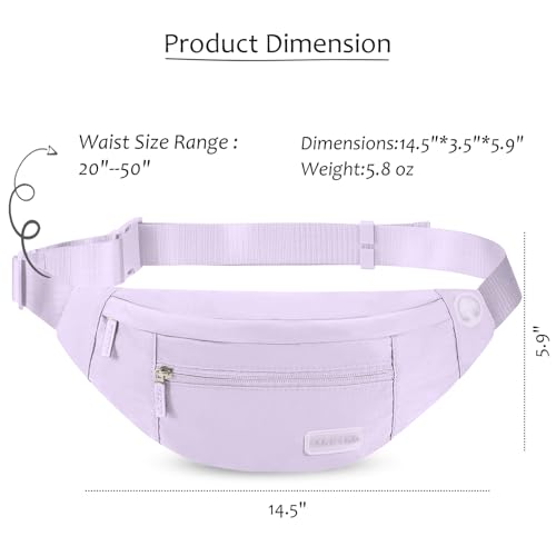 Purple Crossbody Fanny Pack for Women Trendy Belt Bag for Theme Park (Light Purple / Large)