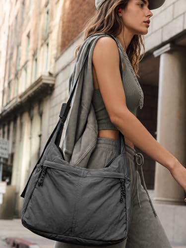 20L Crossbody Tote Bag Large Capacity Lightweight Hobo Shoulder Sling Bags for Gym Shopping Beach Travel (Classic Black)