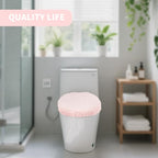 Microfiber Elongated Toilet Seat Cover 19.5"x 15" Machine Washable (Light Pink / Elongated)