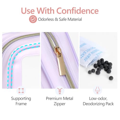 Clear Makeup Bag Travel (3 Pack Purple / TSA Specialist (3-Pack Medium - Soft))