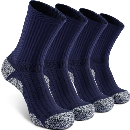 Cushioned Compression Unisex Mid (Large / Navy Blue (4 Pairs))