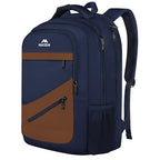 Travel Backpack for Men with Anti Theft Pocket (Dark Blue Brown / 17 Inch)