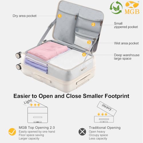26 Inch Large Expandable Checked Luggage Hard Shell Suitcase (26 inch / Cream)