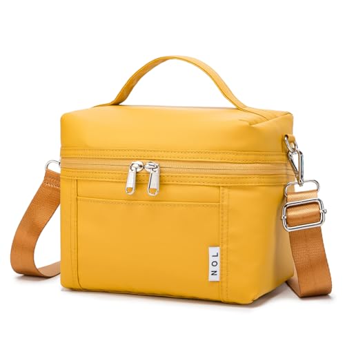 NOL Insulated Lunch Bags for Women Cooler Bag Lightweight Nylon Waterproof Lunch Box for Work Small Earth (Earth-yellow / Small (4 Liters))