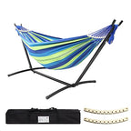 Double Hammock with Stand Included 450lb Capacity Steel Stand (Green)
