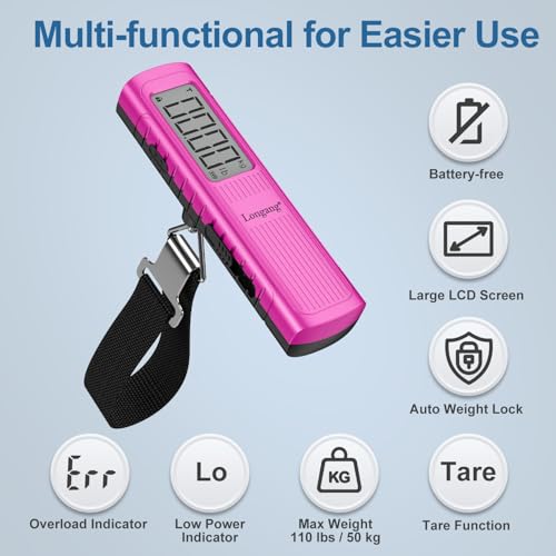 Battery Free Digital Luggage Scale (Pink)