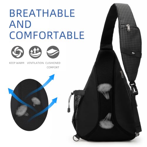 Water Proof Sling bag (Black Grid)