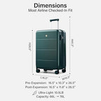 24 Inch Luggage with Spinner Wheels (Blackish Green / 24 Inch EXT)