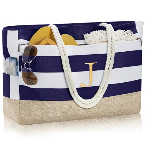 Gifts for Women Personalized Beach Bags for Women (Dark Blue)