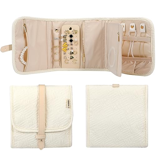 Small Travel Jewelry Organizer Roll for Women (Apricot / Small)