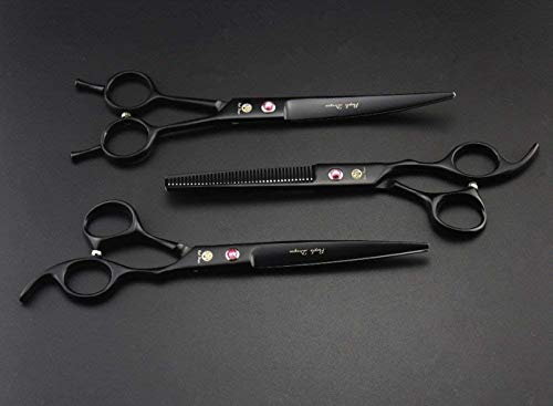 7" Dog Grooming Scissors Set with Rhinestone Accent (Black Painting)