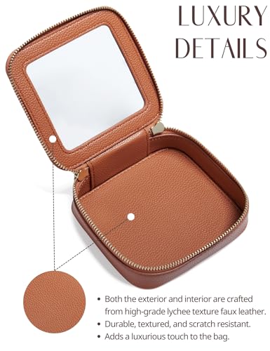 Clear Makeup Bag Toiletry Case Travel Transparent Cosmetic Bag with Zipper (Brown / Mini Chic)