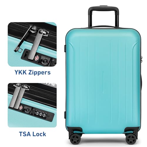 24 Inch Medium Luggage Checked TSA Approved Suitcase (Mint Green / 24" Checked)
