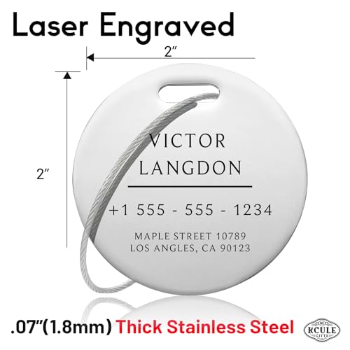 Stainless Luggage Tags for Suitcases (Elegant Circle-silver)