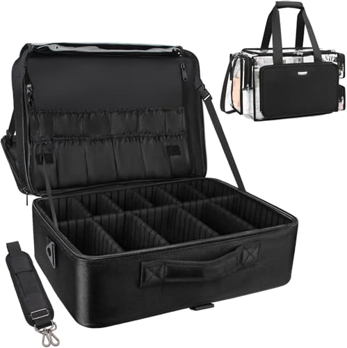 Extra Large Makeup Case and Clear Makeup Bag (Black with Clear Bag / Extra Large)
