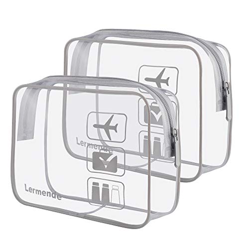 Clear Toiletry Bag TSA Approved Quart Size Travel Carry On (Gray / 2 Pack)