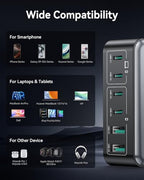 270W GaN 6‑Port Charging Station (Black-270W)