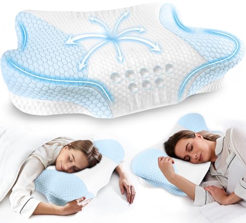 Cervical Neck Pillows with Memory Foam (1 Pack Blue / Standard)