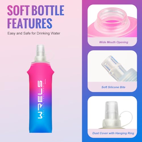 TPU Soft Flask Lightweight Portable Reusable Water Bottle (Pinkish-purple-500ML*2)