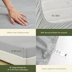 100% Egyptian Cotton Queen Size Sheets Set (Queen / 25 - Striped Silver)