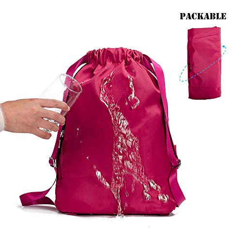 Waterproof Drawstring Gym Backpack Bag for Men & Women (A05-rose)