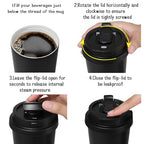 Coffee Travel Mug with Flip Lid (Glass Cat)