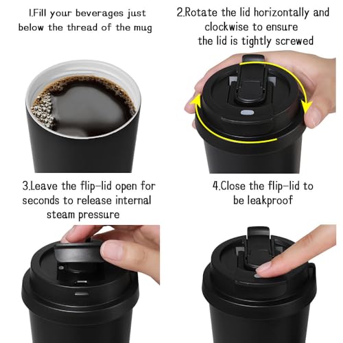 Coffee Travel Mug with Flip Lid (MusicCat_TravelMug_16oz)