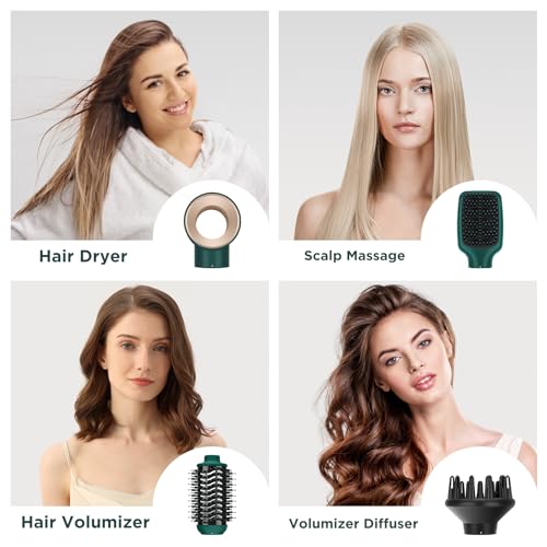 Hair Dryer Brush Set (Dark Green)
