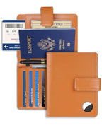 Passport Holder Wallet Cover for Travel with Airtag RFID for Women Men (Brown)