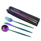 Reusable Travel Utensils (Blue Pouch / Rainbow)