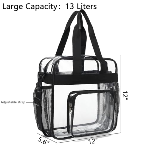 Clear Bag for Stadium Events With Shoulder Strap for Women (Clear#Black)