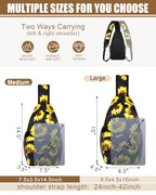 Crossbody Bags for Women Men Trendy Sling Bag Backpack Chest Bag (Large / Sunflower)